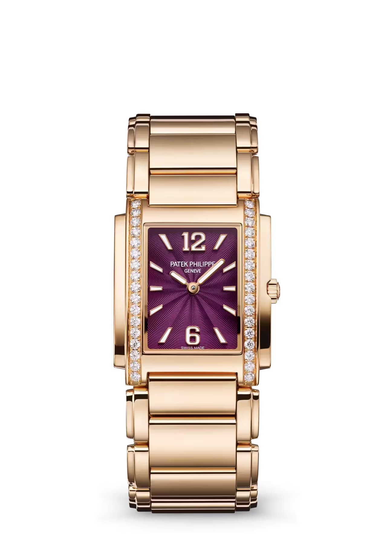 ساعة باتيك فيليب توينتي~٤ ذهب وردي مرصعة بالألماس Patek 7300/1200A-001