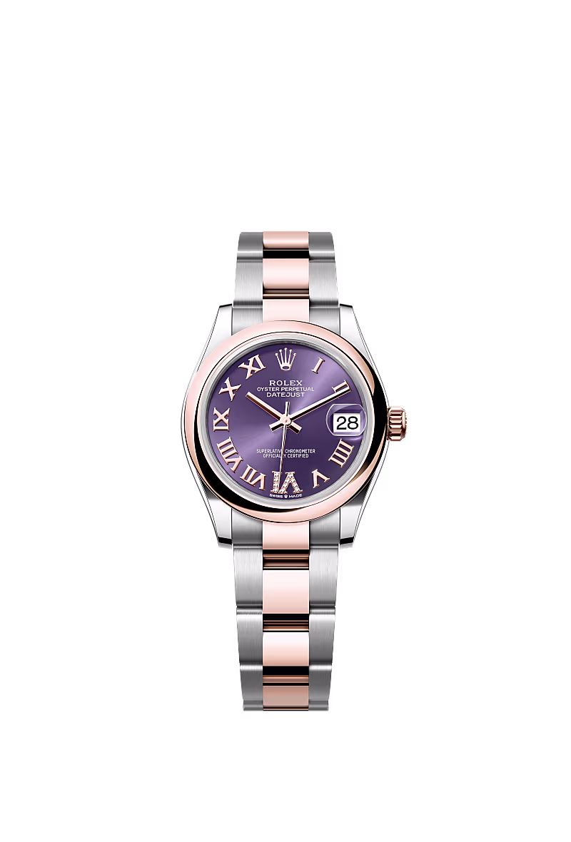 Rolex Datejust 31mm Stainless Steel and Rose Gold Aubergine Roman VI dial 278241-0019