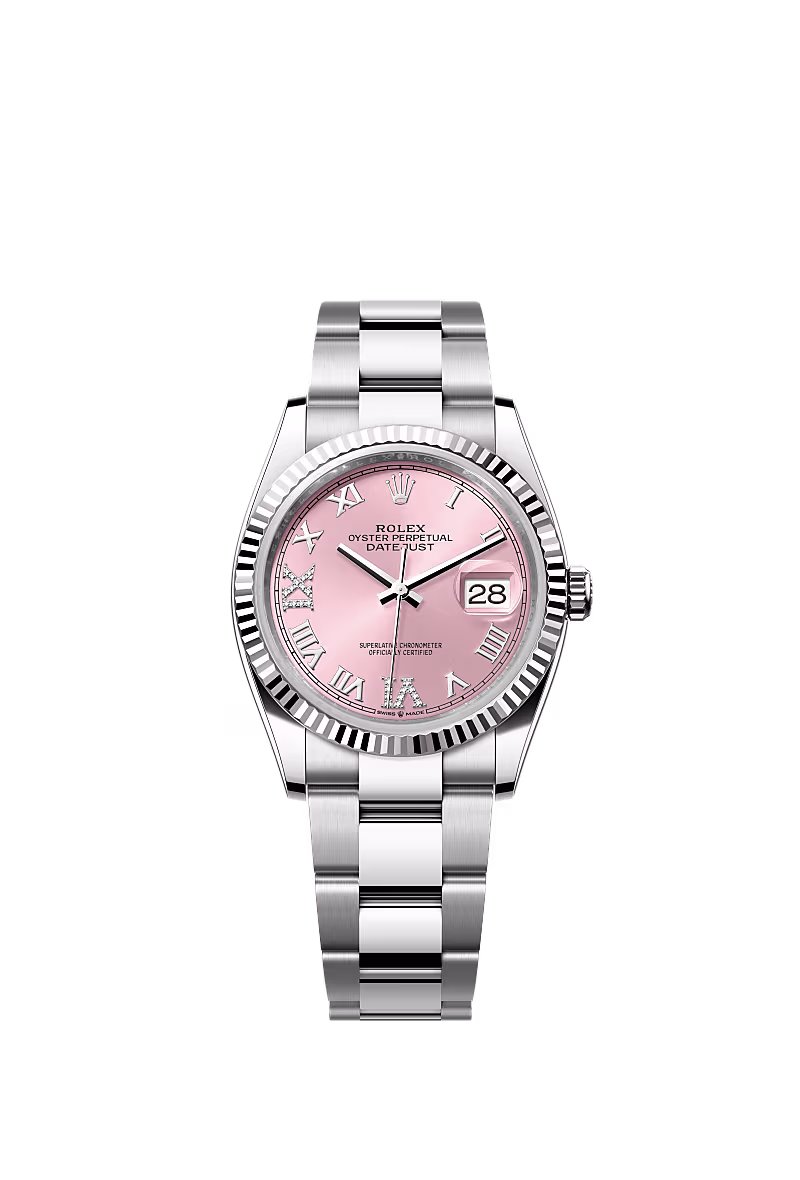 Rolex Datejust 36mm Pink Roman and Diamond Dial 126234