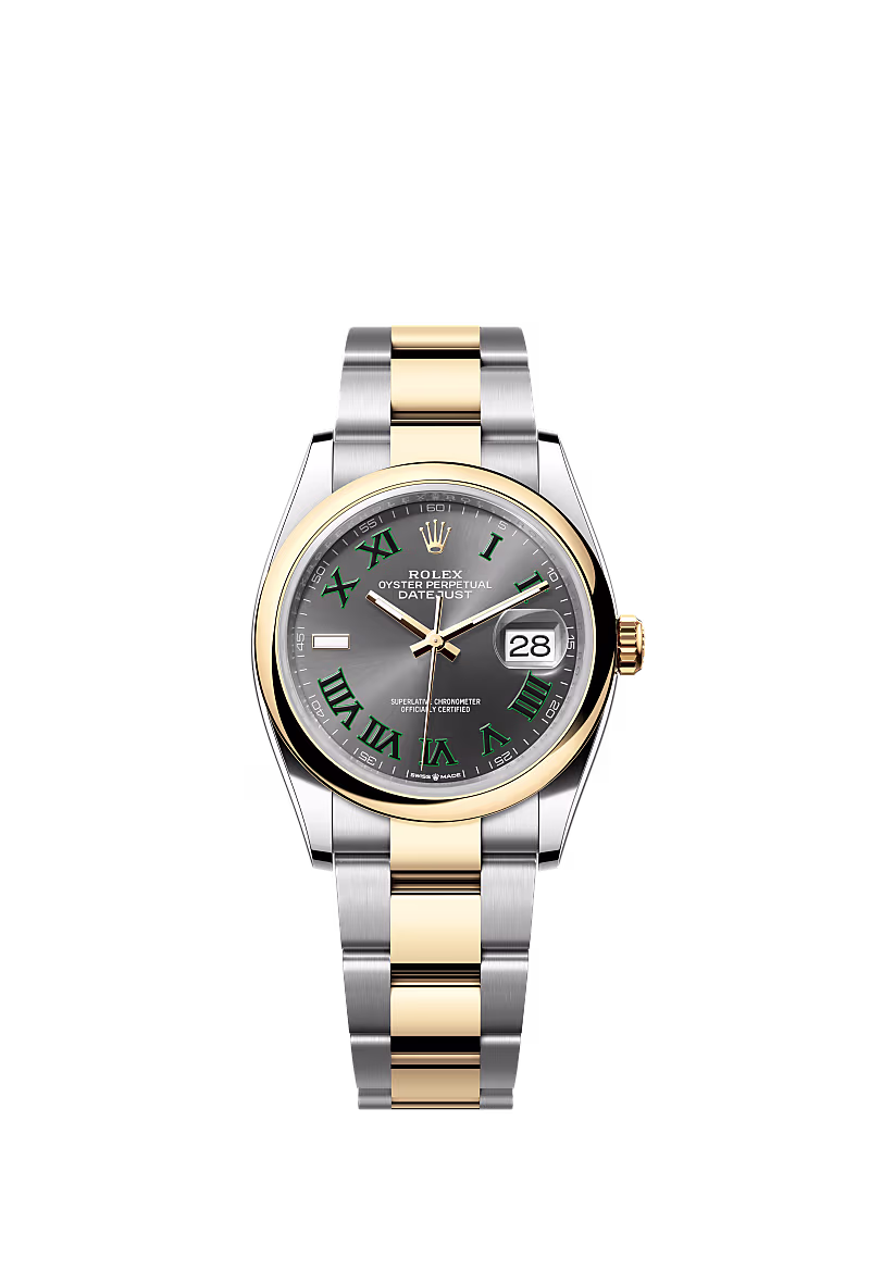 Rolex Datejust 36mm Stainless Steel and Yellow Gold Wimbledon dial 126203