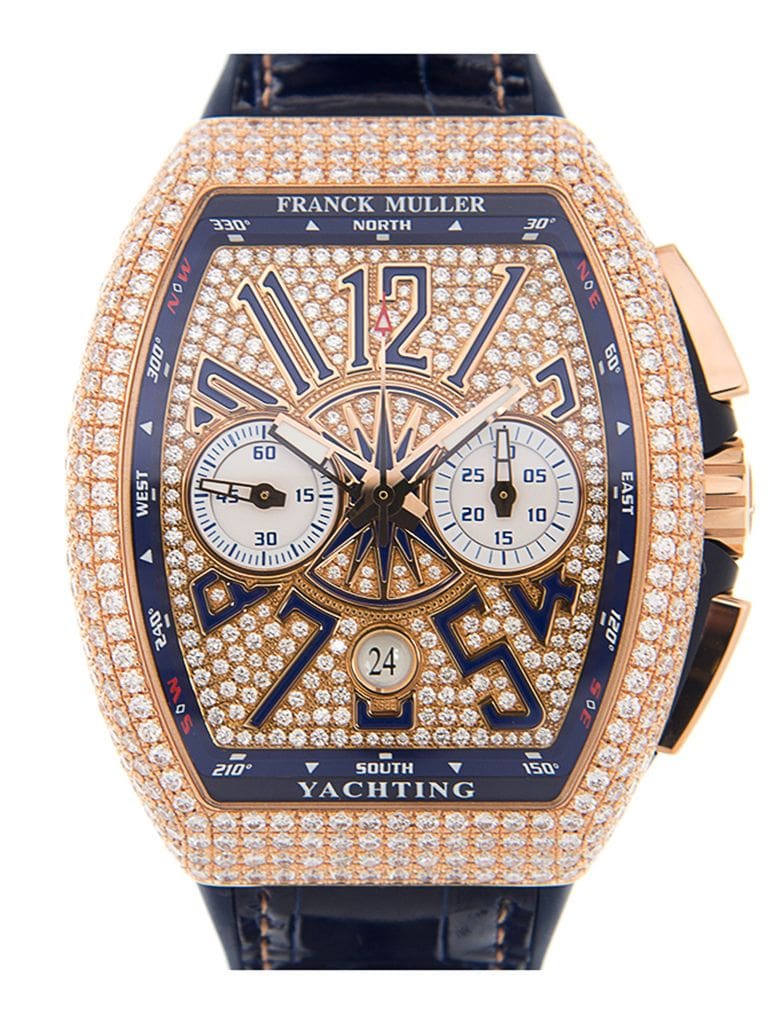 ساعة فرانك مولر فانغارد يختينغ كرونوغراف – مرصعة بالكامل بالألماس V 45 CC DT D CD YACHTING (5N.BL)
