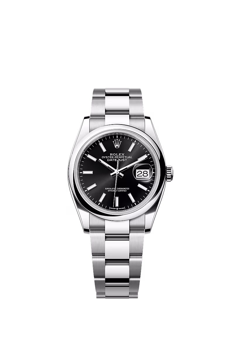 ساعة Rolex Datejust 36mm من فولاذ الأويستر بمينا أسود 126200