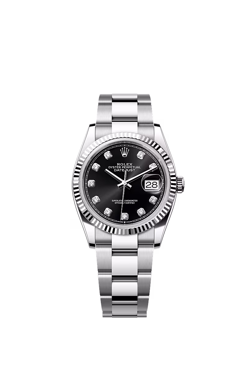 ساعة Rolex Datejust 36mm بمينا مرصع بالألماس الأسود 126234G