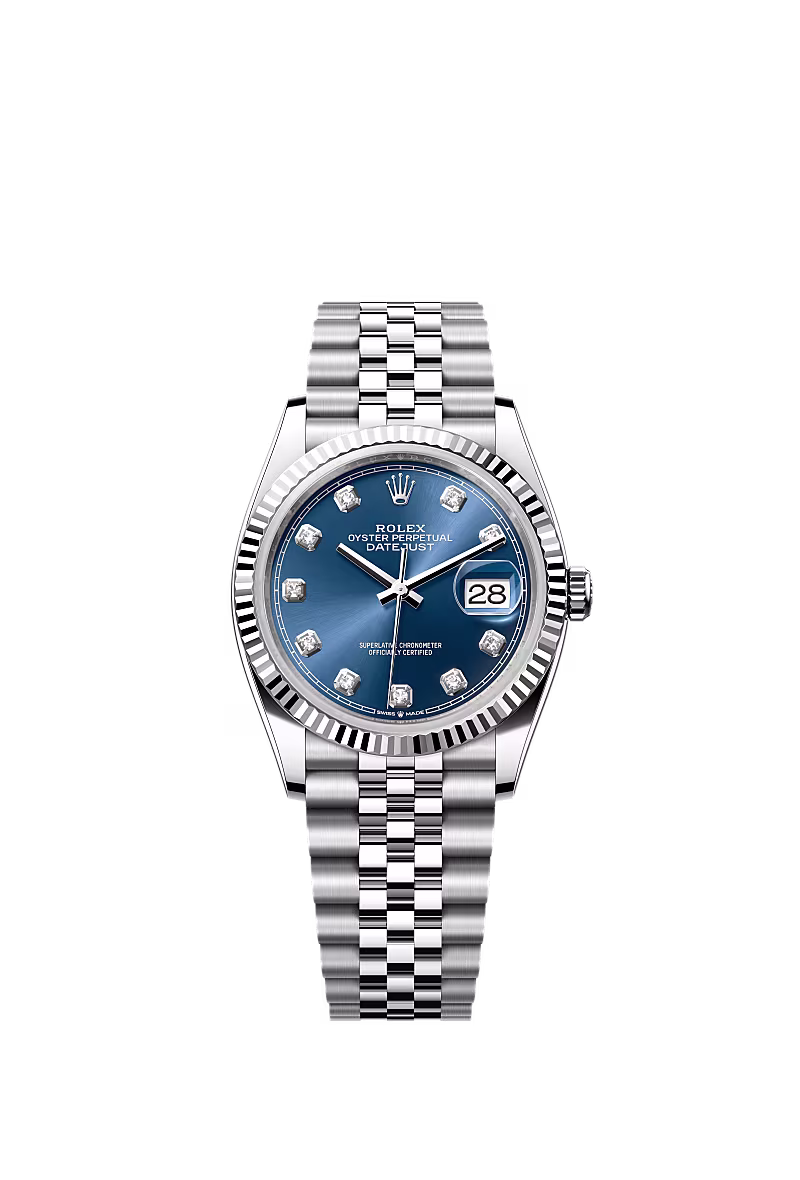 رولكس ديت جست 36mm ميناء أزرق مرصع بالألماس 126234G