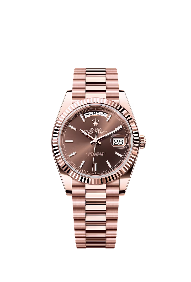 رولكس ديت-ديت 40mm ذهب إيفروز ميناء شوكولاتة بأرقام رومانية 228235