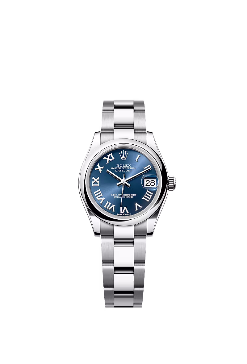 ساعة Rolex Datejust 31mm المصنوعة من الفولاذ مع ميناء أزرق بمؤشرات رومانية وسوار Oyster 278240