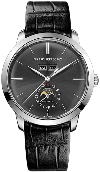 ساعة جيرارد بيريغو ١٩٦٦ تقويم كامل – ذهب أبيض، مينا رمادي 49535-53-251-BK6A
