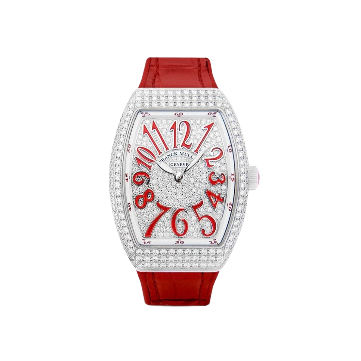 ساعة فرانك مولر فانغارد كلاسيك نسائية حمراء - ألماس مخصص V32 QZ AC RG Red – Custom Fixing Diamonds
