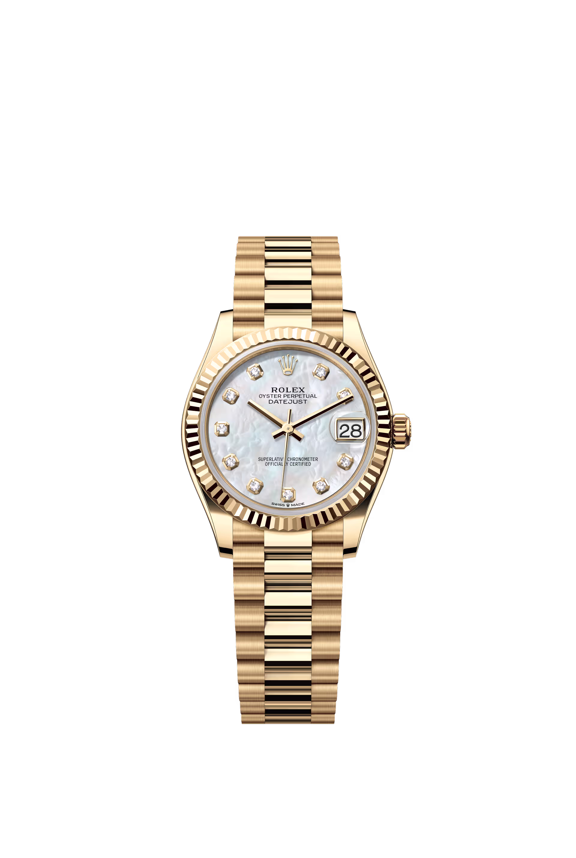Rolex Datejust 31mm, Yellow Gold MOP Diamond Dial 278278